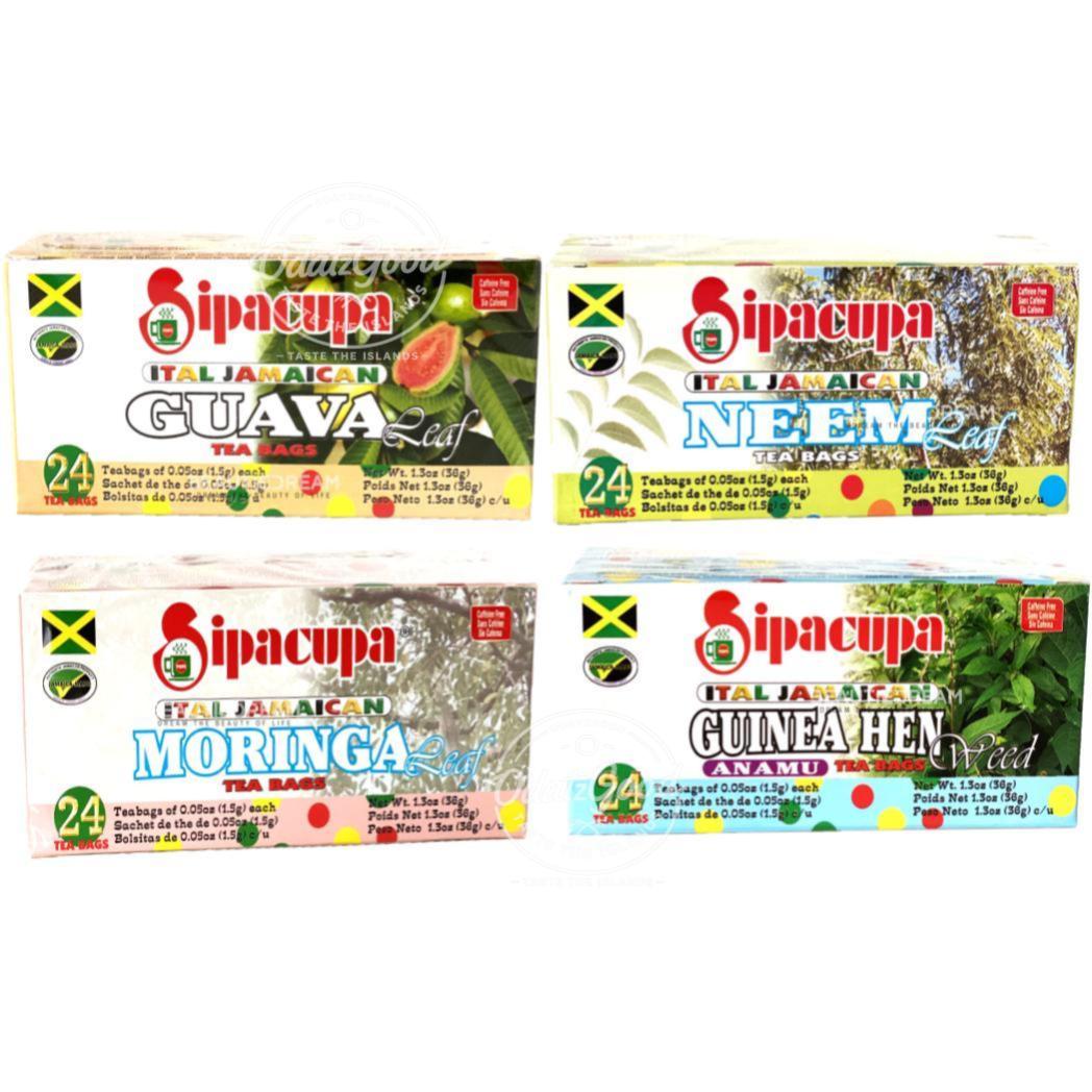 Sipacupa Ital Jamaican Tea Variety Pack | Guinea Hen Weed, Guava, Neem & Moringa | Product of Jamaica