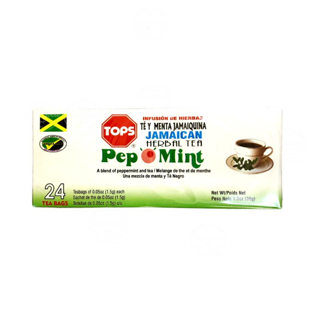 Tops Jamaican Pep O Mint Tea | Product of Jamaica | 1.3g (36g) | (Bulk) Case Pack