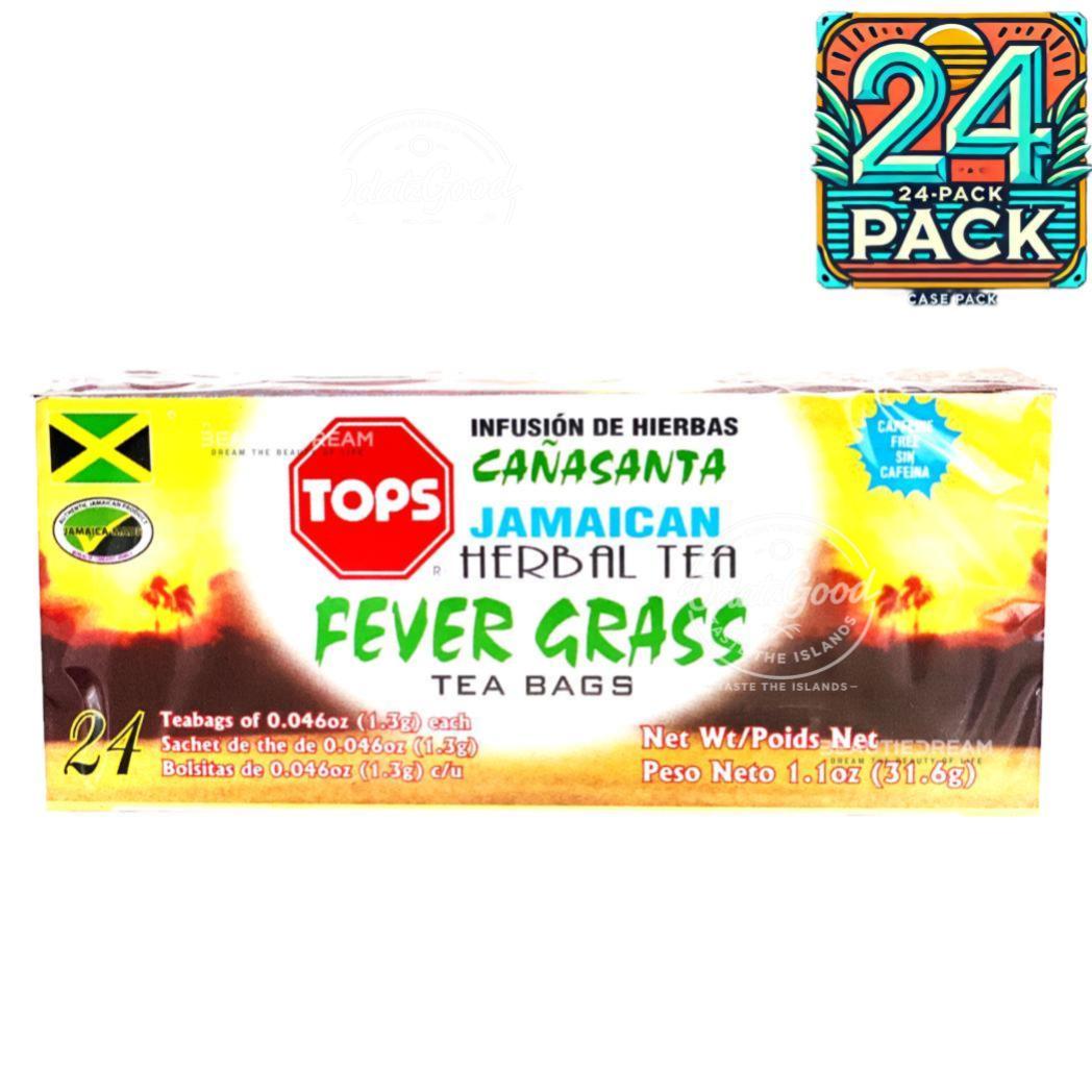 Tops Fever Grass Lemon Grass Tea | Product of Jamaica | 24 Tea Bags | (Bulk) Case Pack