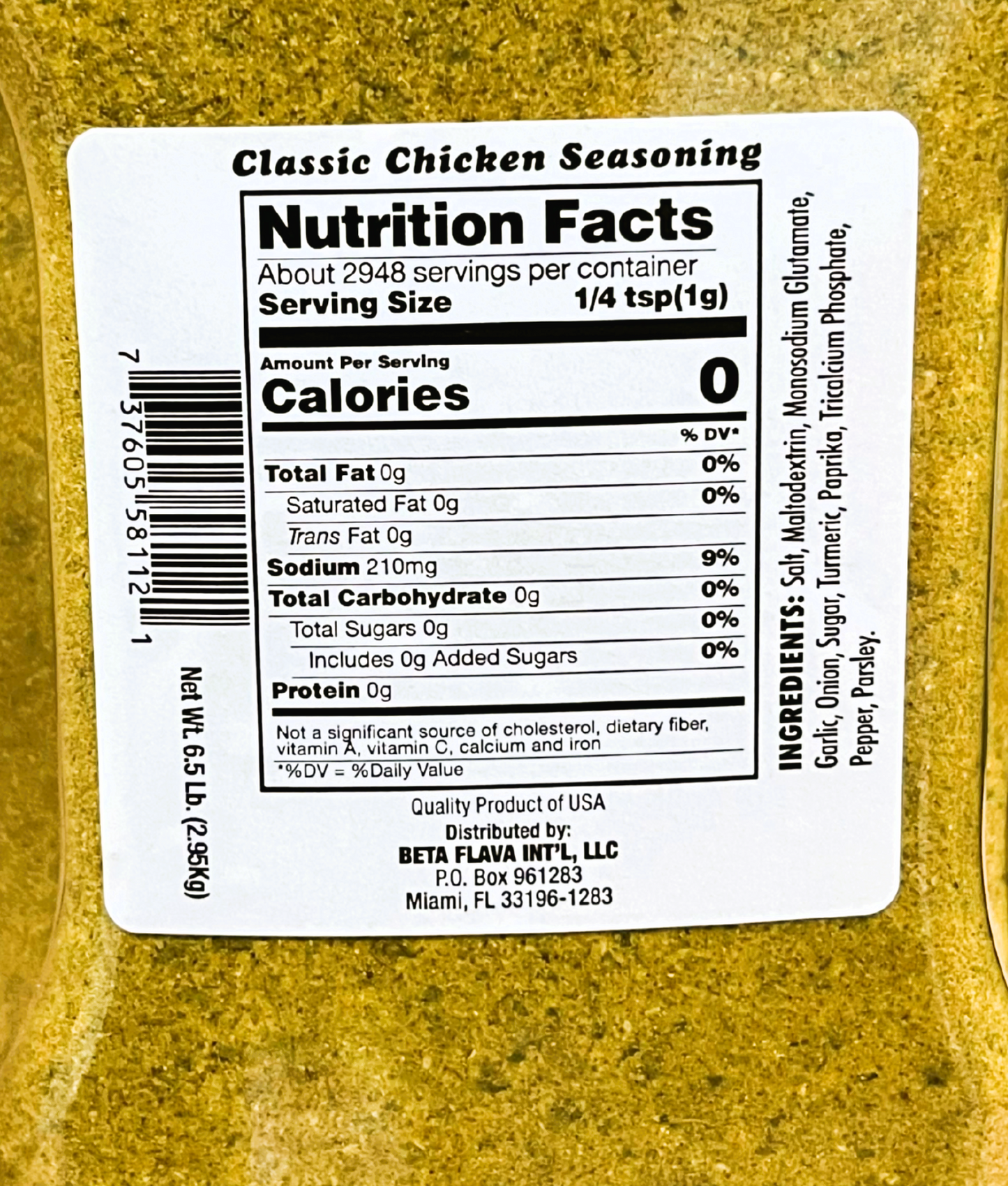 Beta Flava (Ocho Rios) Chicken Seasoning | 6 lb (2.72kg) | (Bulk) Case Pack