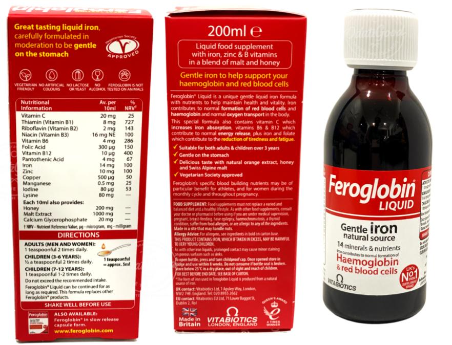 Feroglobin Liquid Iron | 6.76oz (200ml) | (Bulk) Case Pack