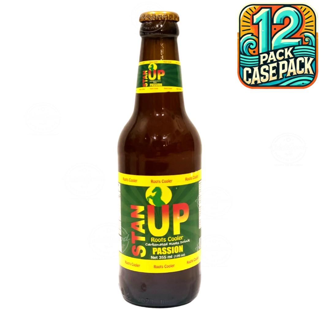 Stan Up Roots Cooler Passion Carbonated Roots Drink | Product of Jamaica | 12oz (355ml) | (Bulk) Case Pack