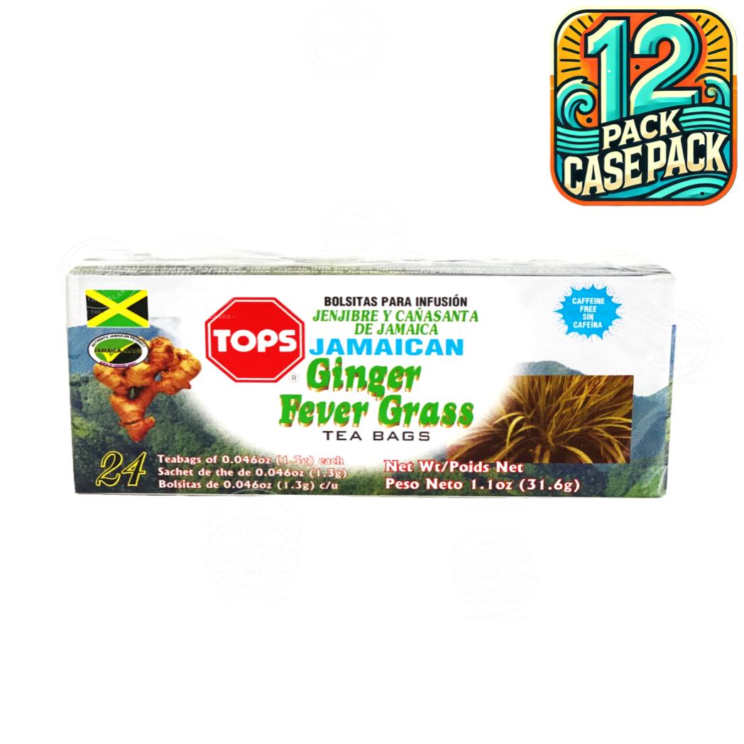 Tops Ginger Lemon Grass | Product of Jamaica | 24Tea Bags (31.6g) | (Bulk) Case Pack
