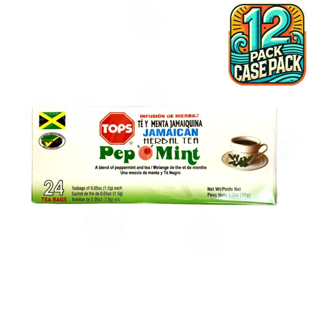 Tops Jamaican Pep O Mint Tea | Product of Jamaica | 1.3g (36g) | (Bulk) Case Pack