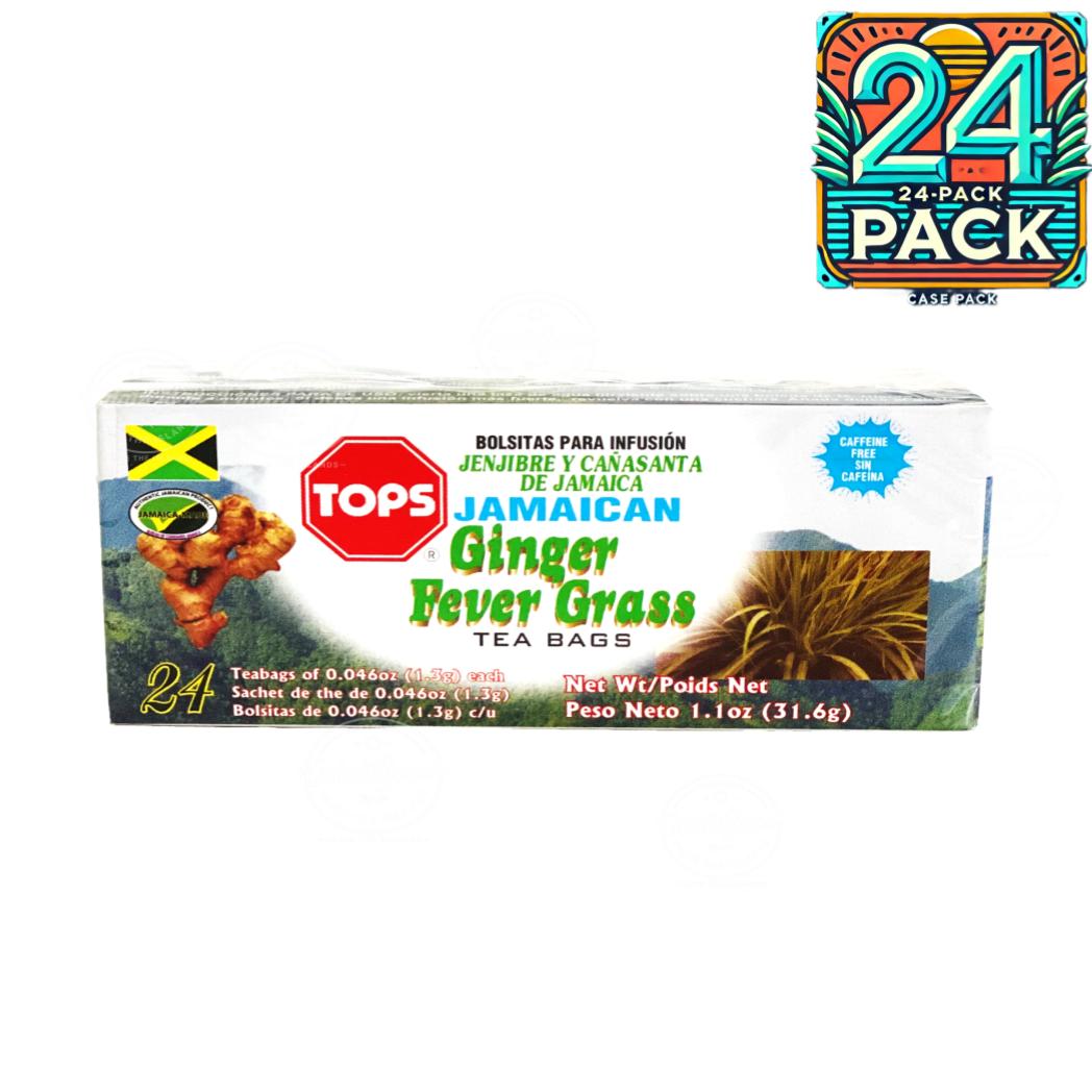 Tops Ginger Lemon Grass | Product of Jamaica | 24Tea Bags (31.6g) | (Bulk) Case Pack