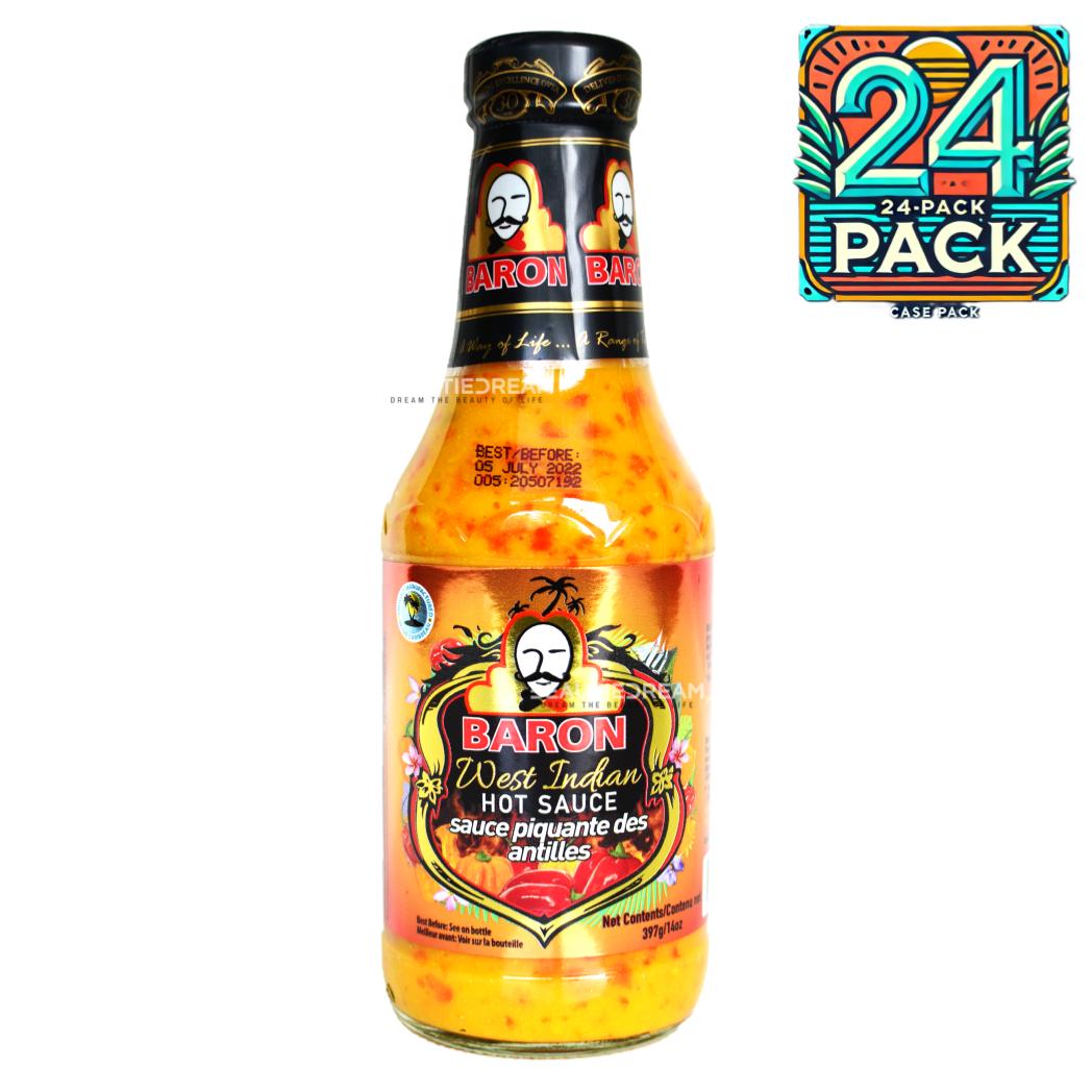 Baron West Indian Hot Sauce | Product of St. Lucia | 14 oz | (Bulk) Case Pack