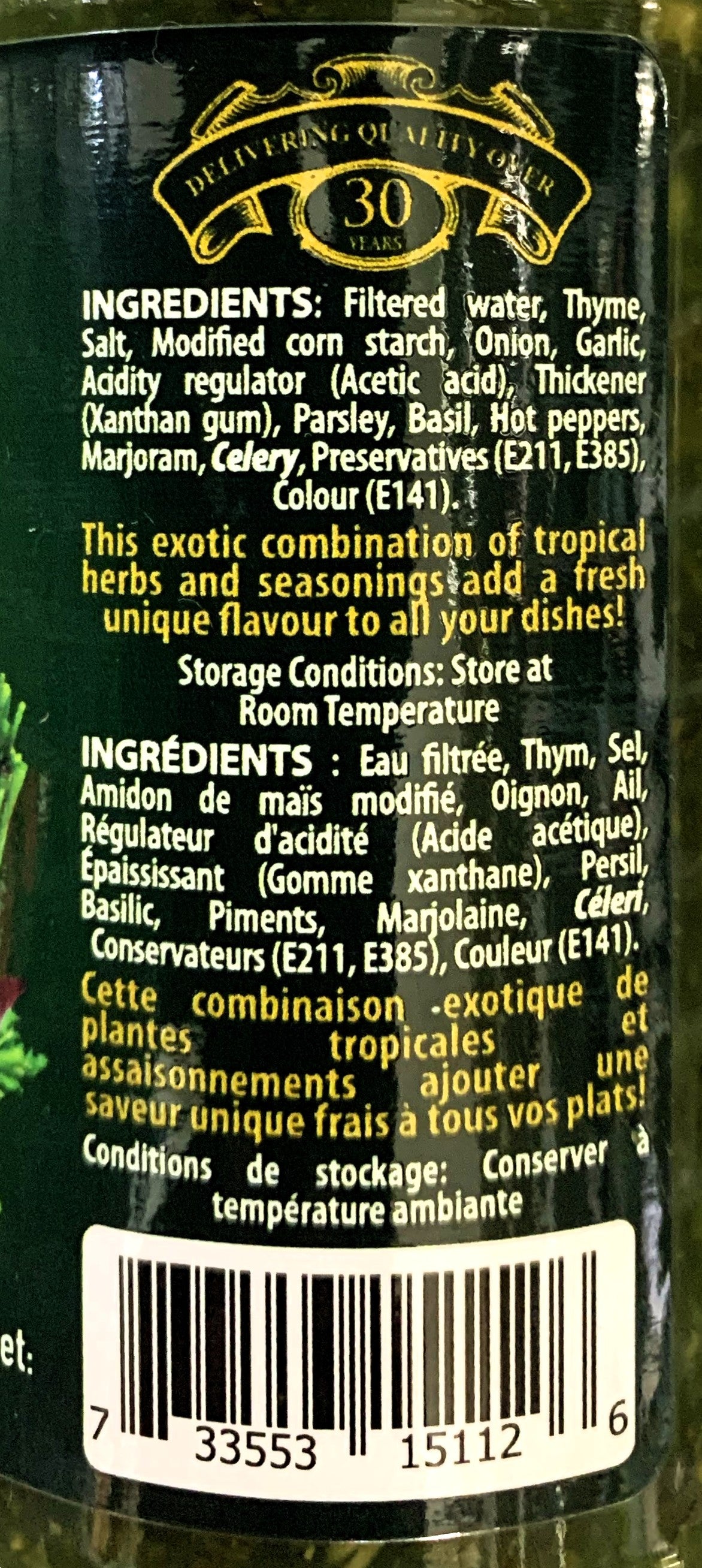 Baron Green Seasoning | Product of St. Lucia | 14oz (397g) | (Bulk) Case Pack