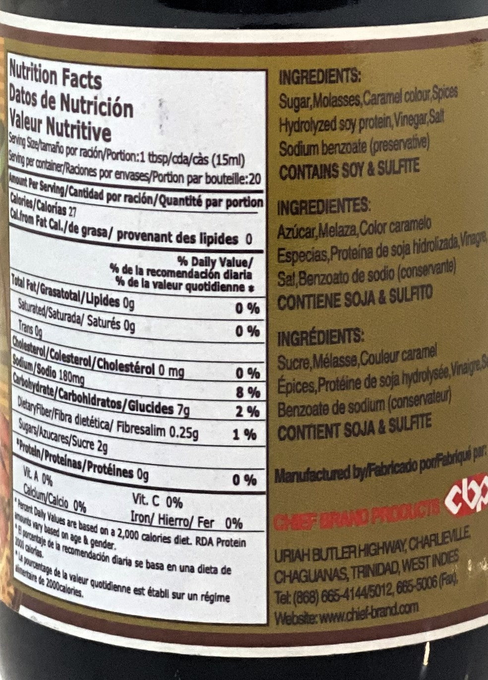 Chief Chinese Sauce | Product of Trinidad & Tobago | 10.5oz (300ml)
