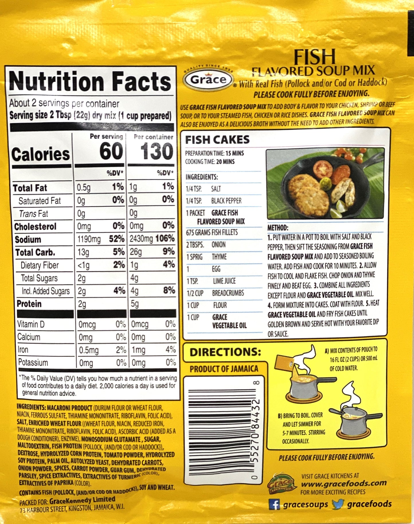 Grace Soup Mix Variety Pack | Cock, Pumpkin, Fish & Chicken Noodle Flavors | Product of Jamaica