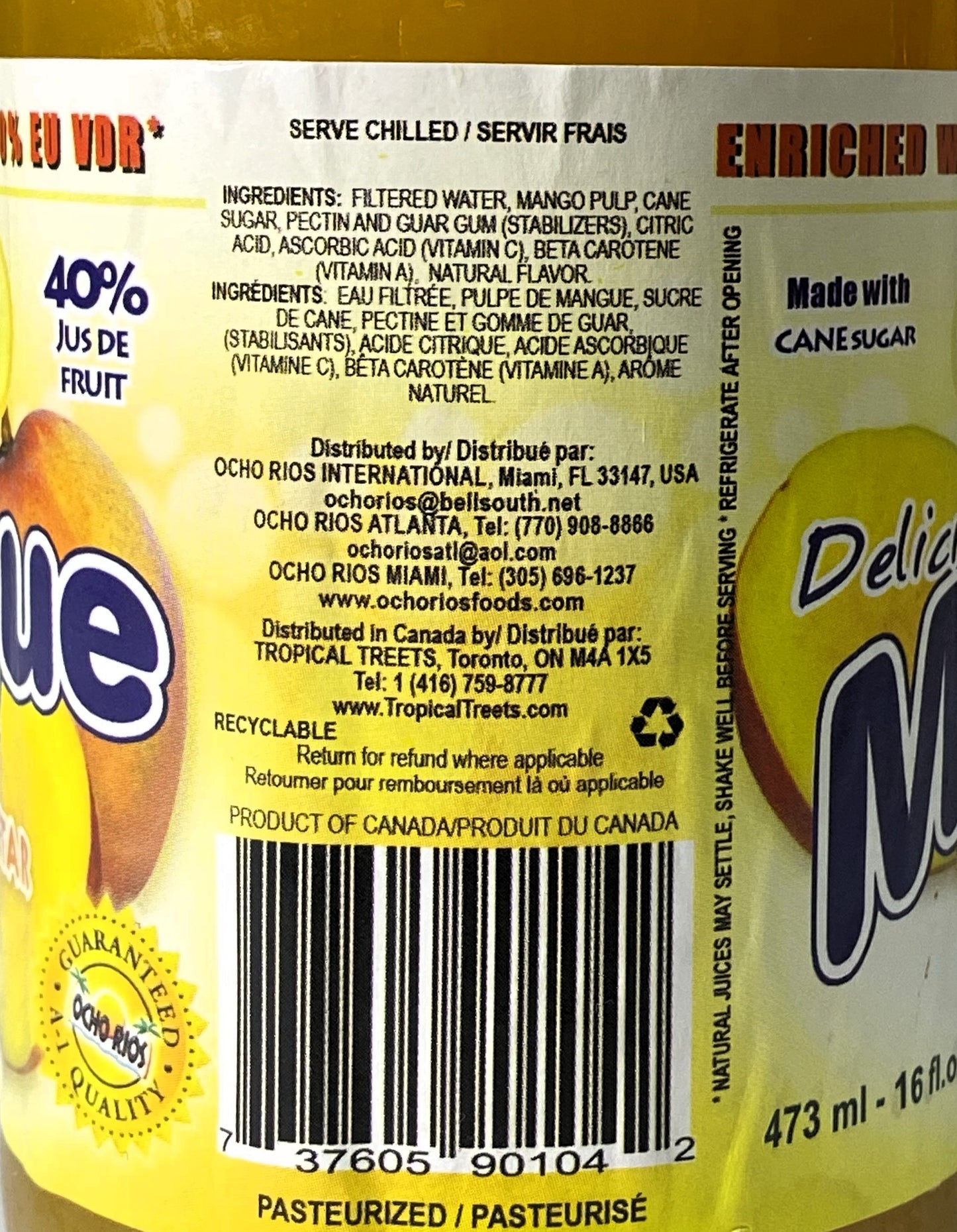 Ocho Rios Mango Nectar | 16oz (473ml) | (Bulk) Case Pack