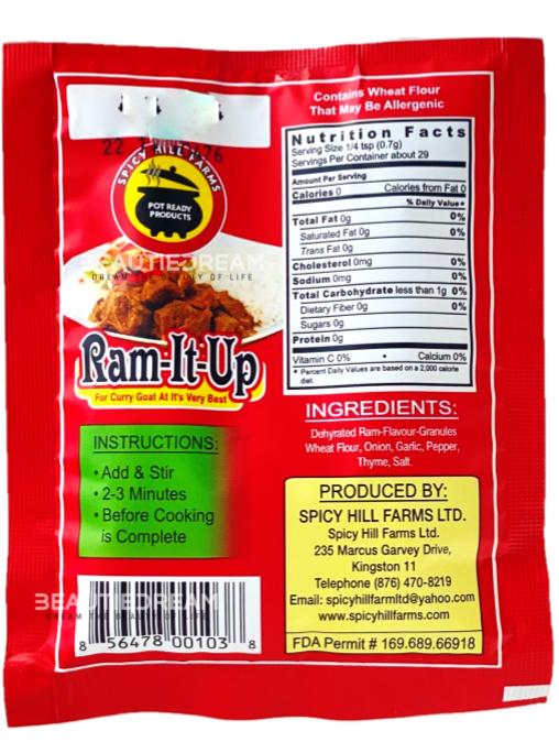 Spicy Hill Ram It Up Curry Goat Booster Seasoning | Product of Jamaica | 0.7 oz (20g)