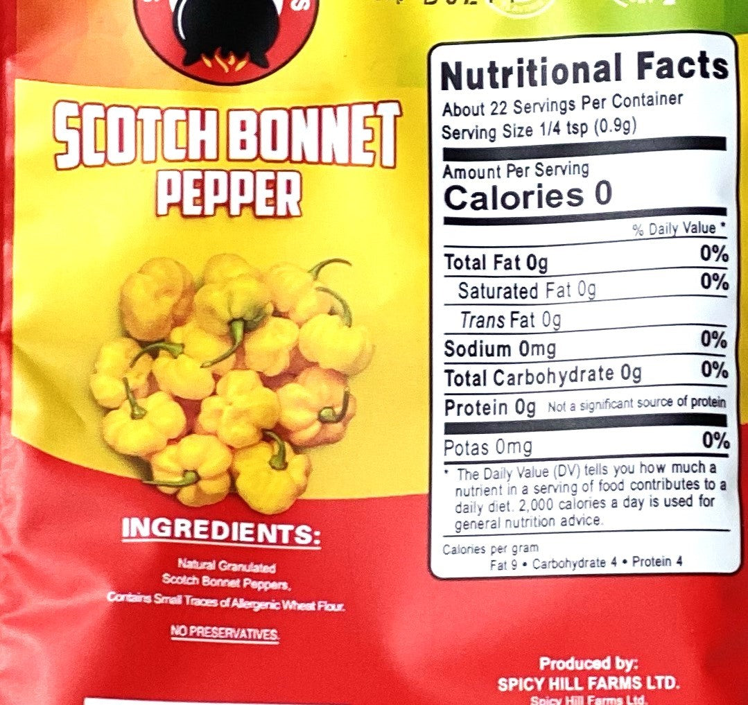 Spicy Hill Scotch Bonnet Pepper Powder | Product of Jamaica | 0.7 oz (20g) | (Bulk) Case Pack