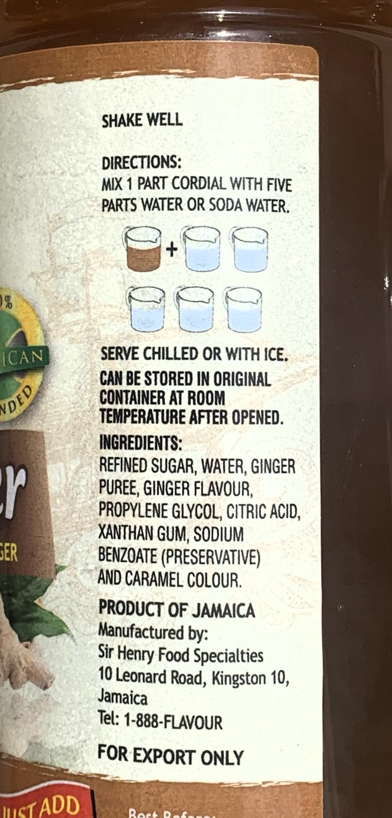 Sir Henry Ginger Beer Cordial | Product of Jamaica | 25oz (750ml) | (Bulk) Case Pack