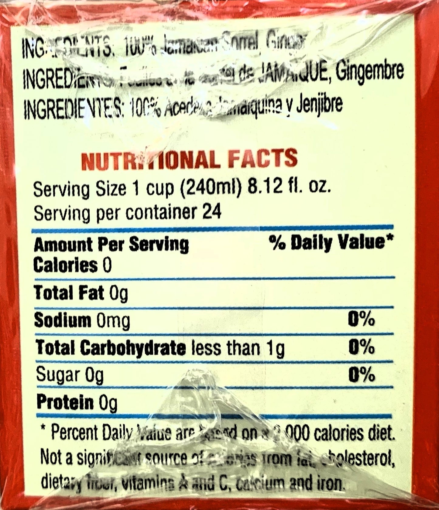 Tops Sorrel w/ Ginger Tea | Product of Jamaica | 1.7g (36g)