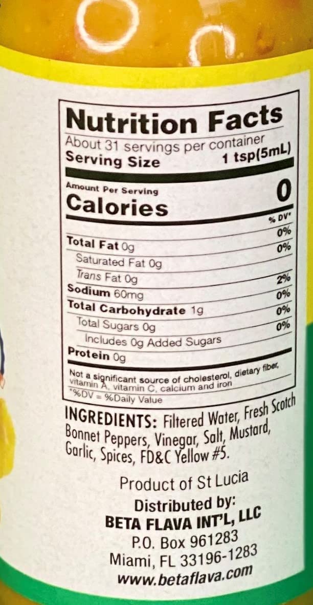 Beta Flava (Ocho Rios) Scotch Bonnet Sauce | Product of St. Lucia | 14 oz (396ml)