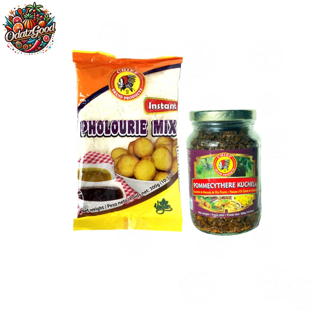 Chief Pholourie Mix & Chief Pommecythere Kuchela – 2 Piece Trinidad Food Bundle