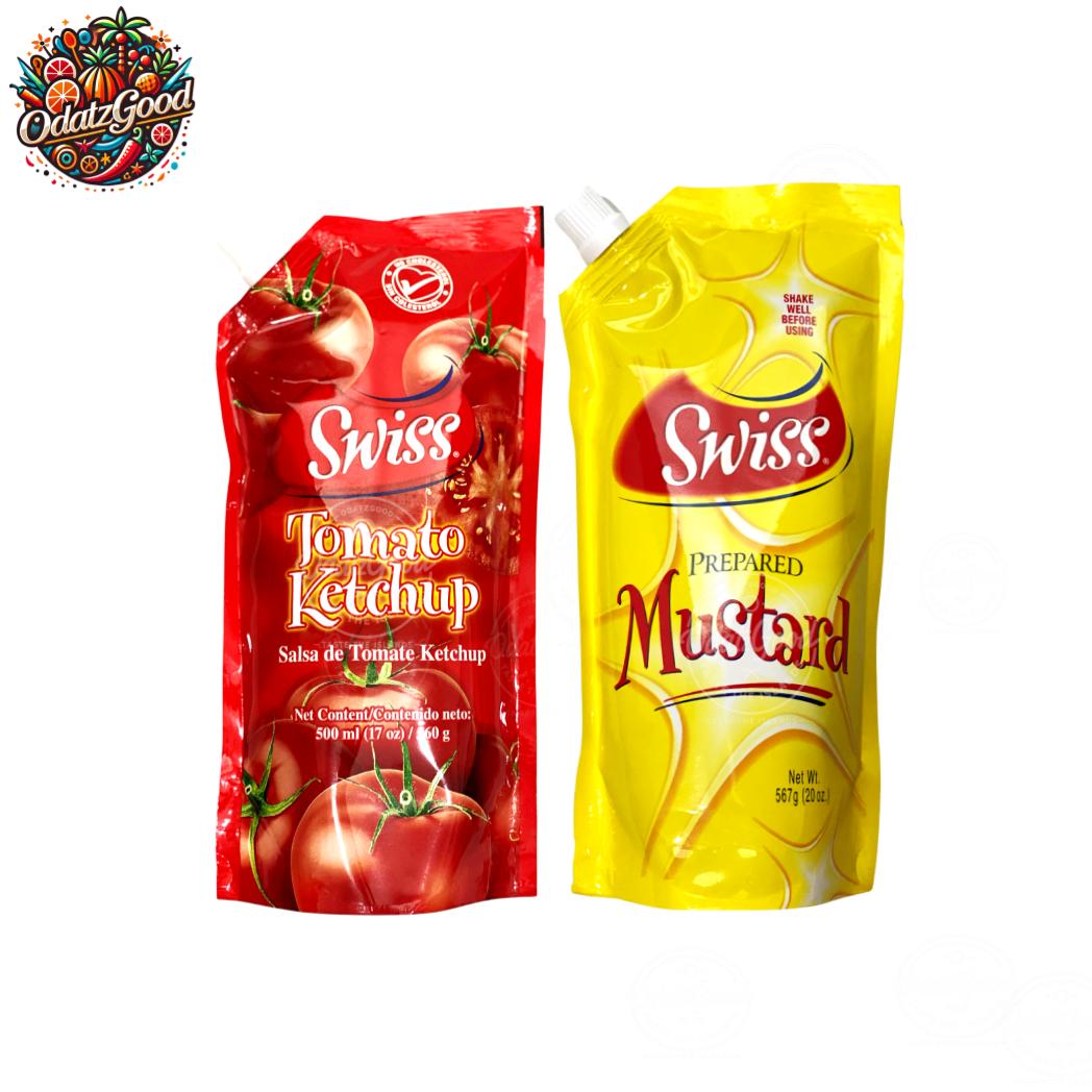Swiss Tomato Ketchup & Prepared Mustard 2-Piece Caribbean Condiment Bundle 37oz (1048g) – Product of Trinidad & Tobago