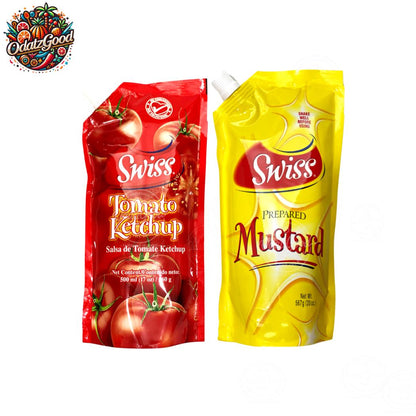 Swiss Tomato Ketchup & Prepared Mustard 2-Piece Caribbean Condiment Bundle 37oz (1048g) – Product of Trinidad & Tobago