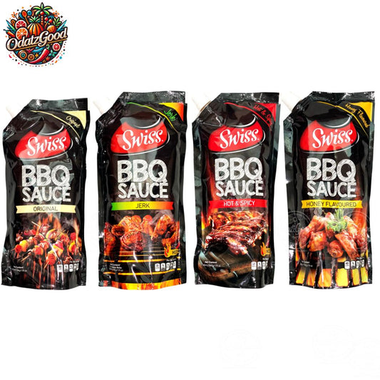 Swiss BBQ Sauce Variety 4-Pack 17oz Each – Original, Jerk, Hot & Spicy & Honey – Product of Trinidad & Tobago