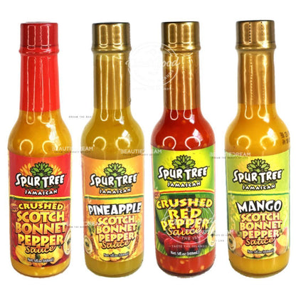 Spur Tree Hot Sauce Variety Pack | Scotch Bonnet Pepper, Pineapple, Mango, Crushed Red Pepper | Product of Jamaica