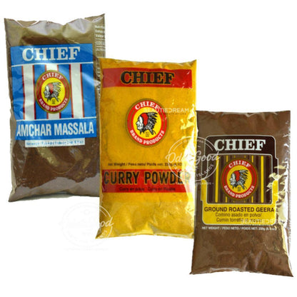 Chief Curry Powder, Amchar Massala, and Ground Roasted Geera | Product of Trinidad & Tobago | 8.1 oz (230g)