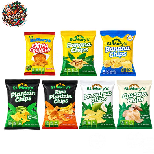 St. Mary’s Caribbean Chips Variety 7-Pack 11.22oz (318g) – Banana, Plantain, Breadfruit & Cassava Snacks