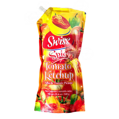 Swiss Spicy Tamato Ketchup | Product of Trinidad & Tobago | 25.4oz (840g) | (Bulk) Case Pack