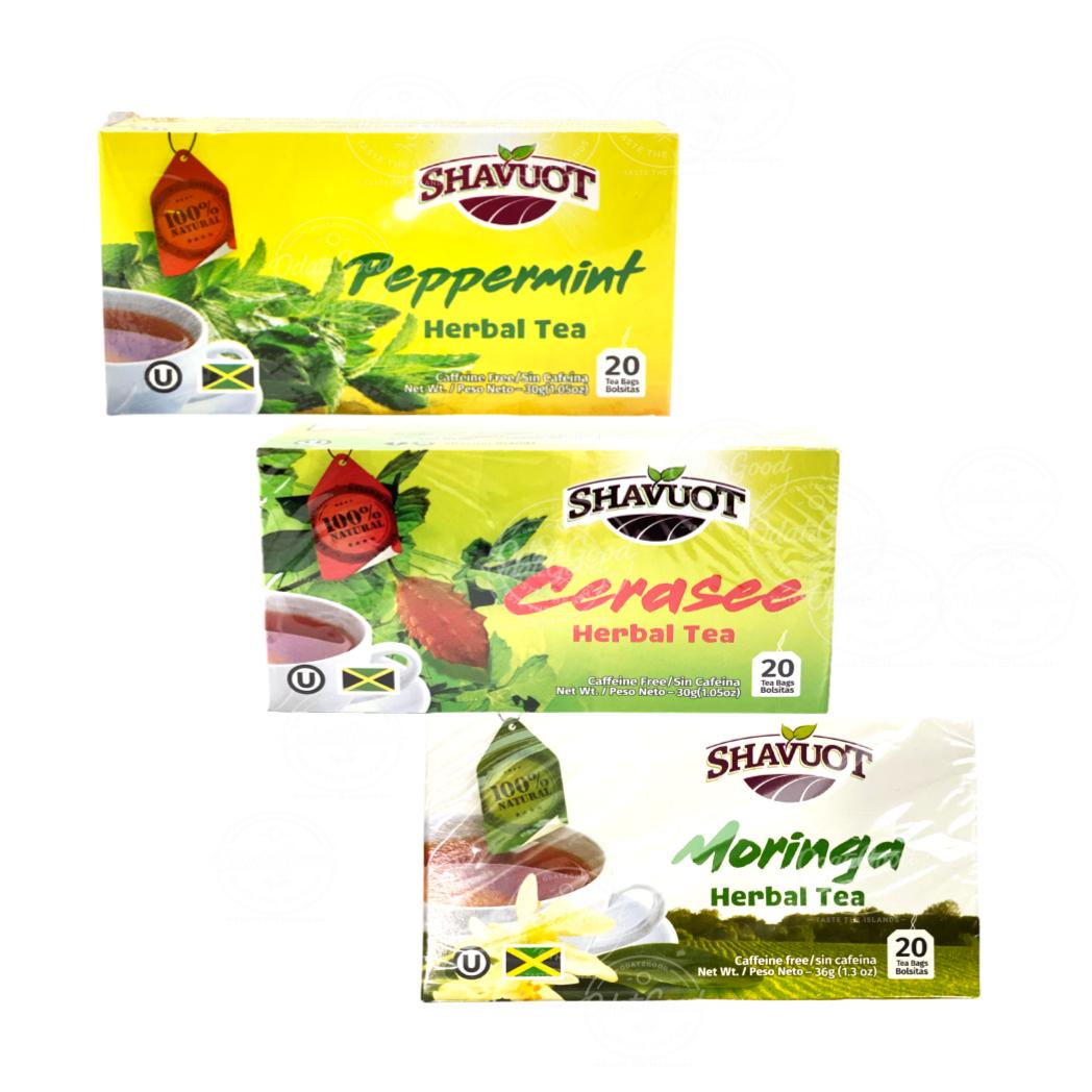 Shavuot Cerasee, Moringa & Peppermint Variety Pack | Product of Jamaica | 60Tea Bags (90g)
