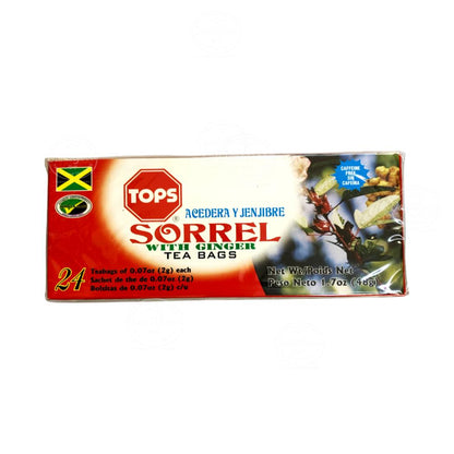 Tops Sorrel w/ Ginger Tea | Product of Jamaica | 1.7g (36g) | (Bulk) Case Pack
