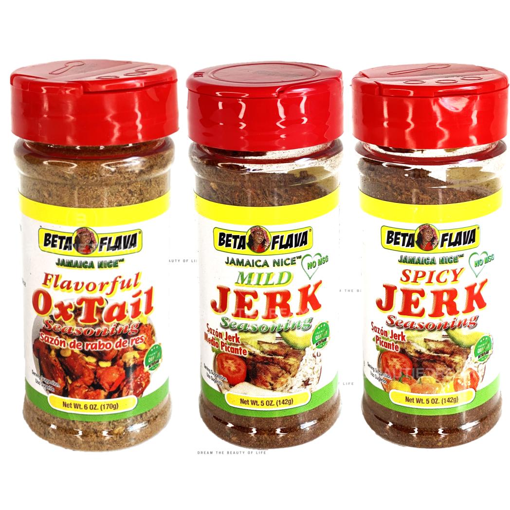 Beta Flava (Ocho Rios) Oxtail, Mild Jerk & Spicy Jerk Seasoning Variety Pack