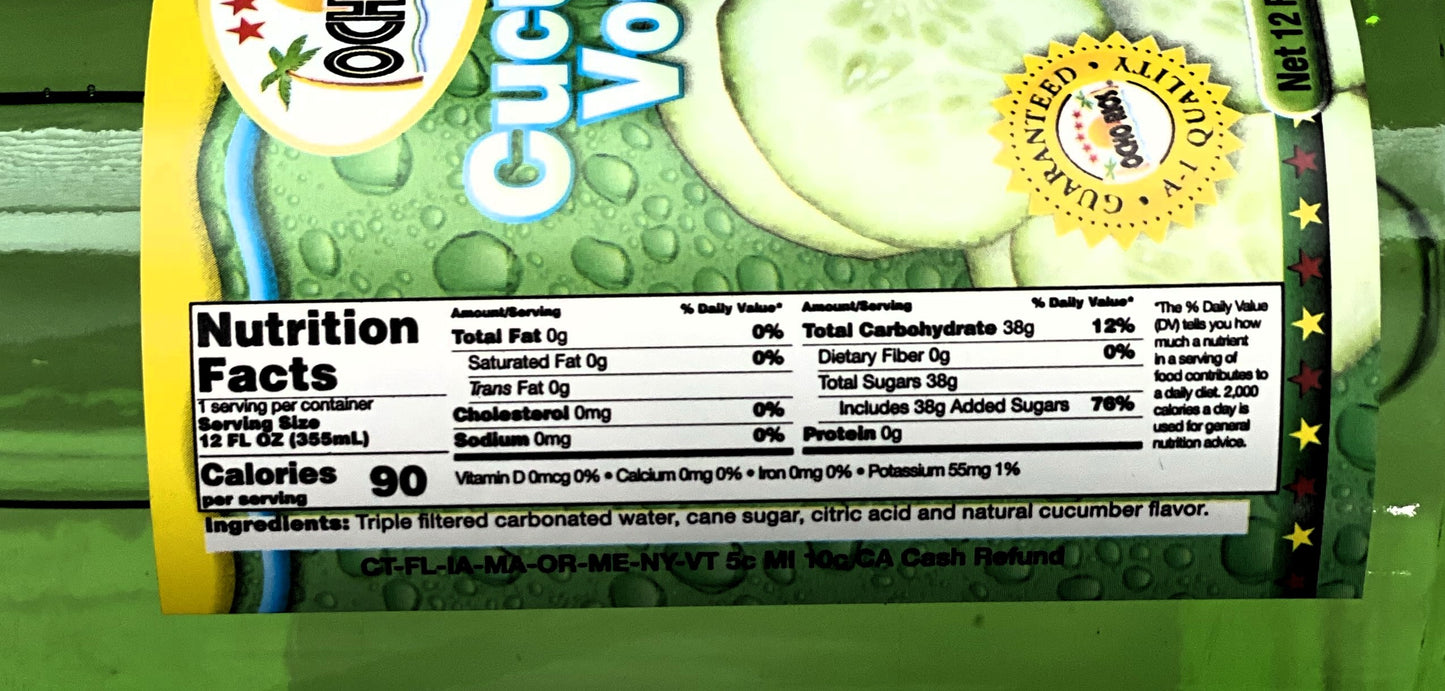 Ocho Rios Cucumbah Vodkah Soft Drink | 12oz  (355ml)