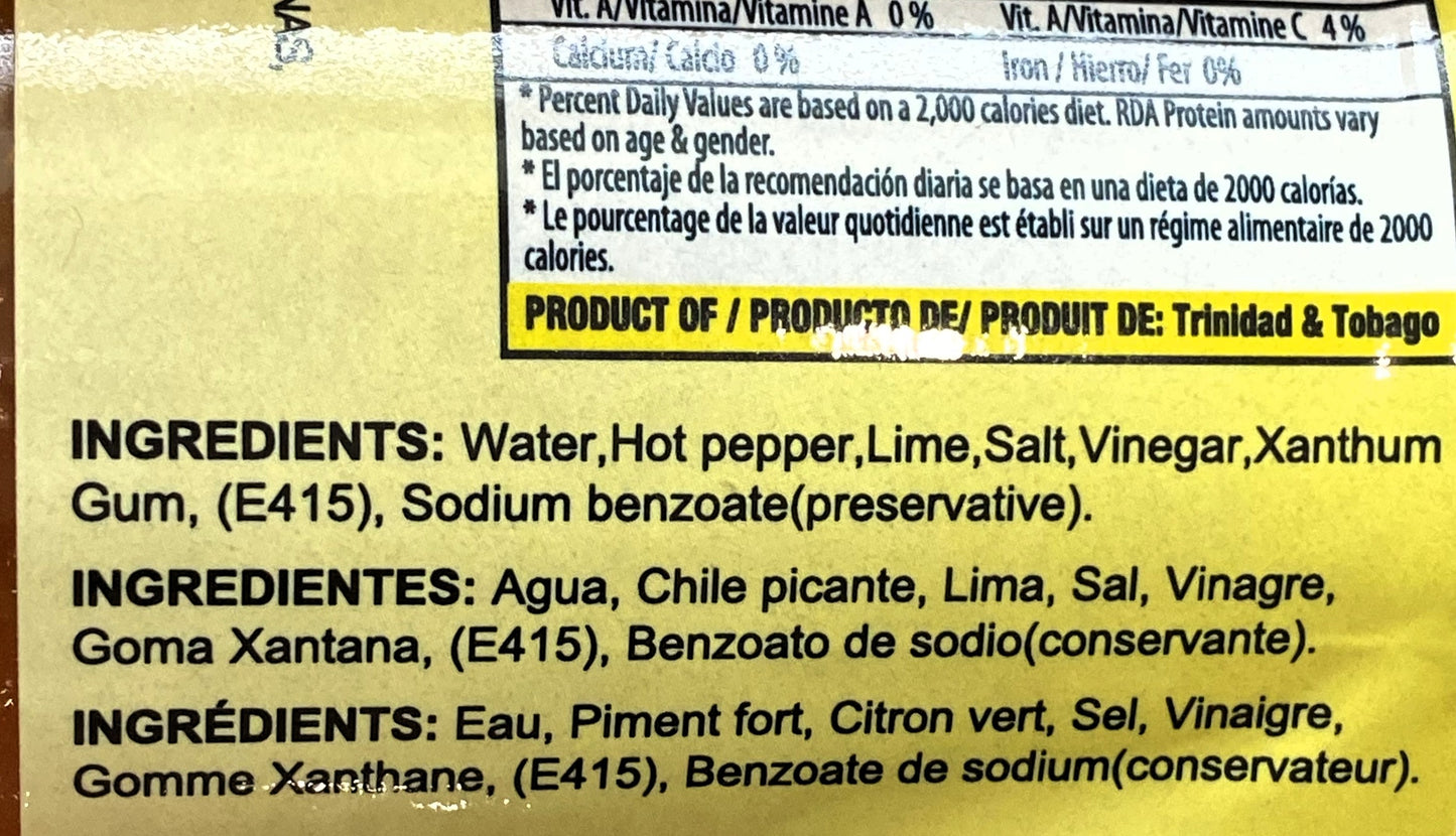 Chief Crushed Lime Pepper | Product of Trinidad & Tobago | 12.7oz (375ml) | (Bulk) Case Pack