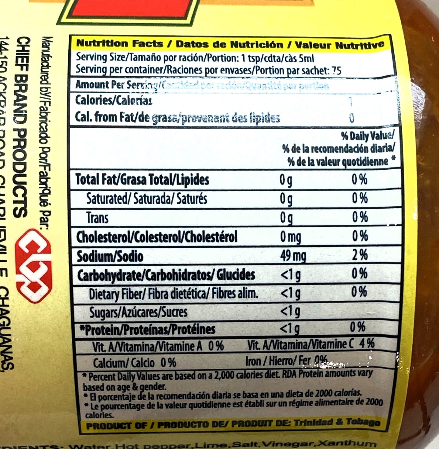 Chief Crushed Lime Pepper | Product of Trinidad & Tobago | 12.7oz (375ml) | (Bulk) Case Pack