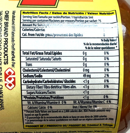 Chief Crushed Lime Pepper | Product of Trinidad & Tobago | 12.7oz (375ml) | (Bulk) Case Pack