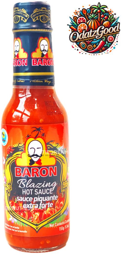 Baron Blazing Hot Sauce | Product of St. Lucia | 5.5oz (155g)