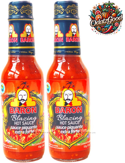 Baron Blazing Hot Sauce | Product of St. Lucia | 5.5oz (155g)