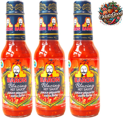 Baron Blazing Hot Sauce | Product of St. Lucia | 5.5oz (155g)