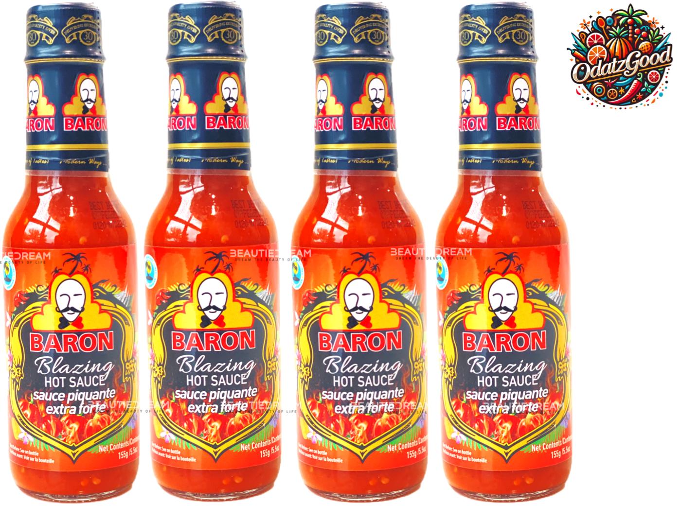 Baron Blazing Hot Sauce | Product of St. Lucia | 5.5oz (155g)