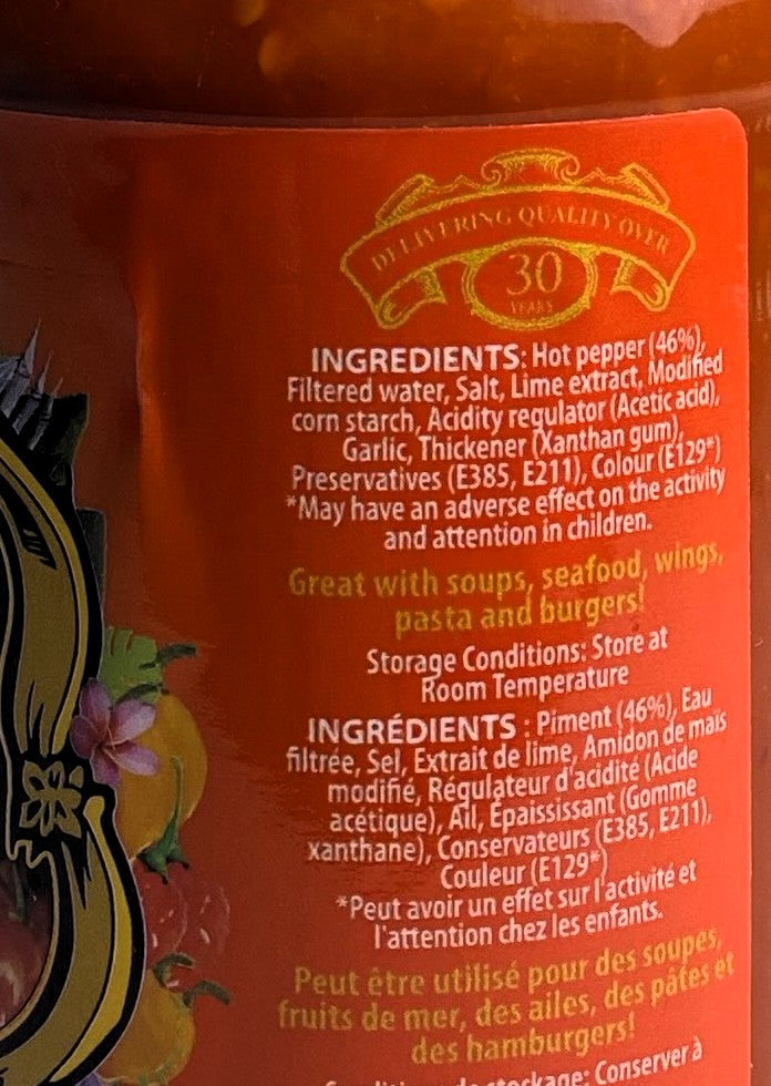 Baron Blazing Hot Sauce 14oz (397g) – Product of Saint Lucia