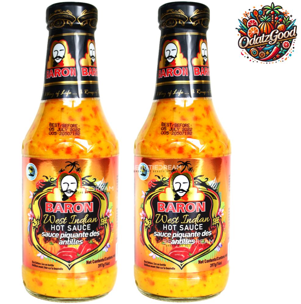 Baron West Indian Hot Sauce | Product of St. Lucia | 14 oz