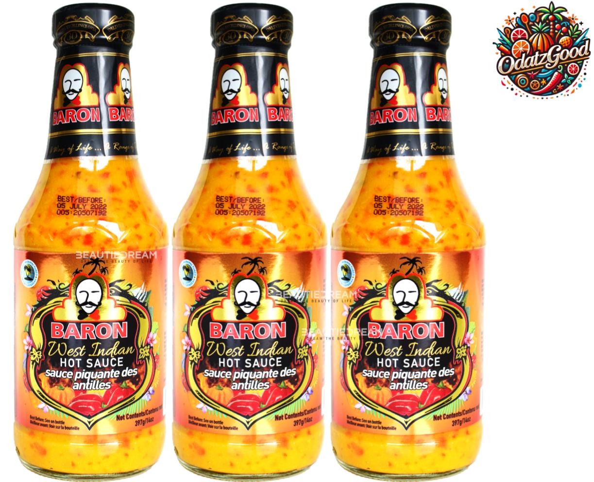 Baron West Indian Hot Sauce | Product of St. Lucia | 14 oz