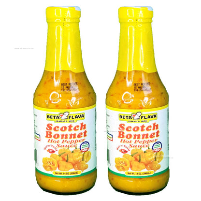 Beta Flava (Ocho Rios) Scotch Bonnet Hot Pepper Sauce 14 oz Pack of 2