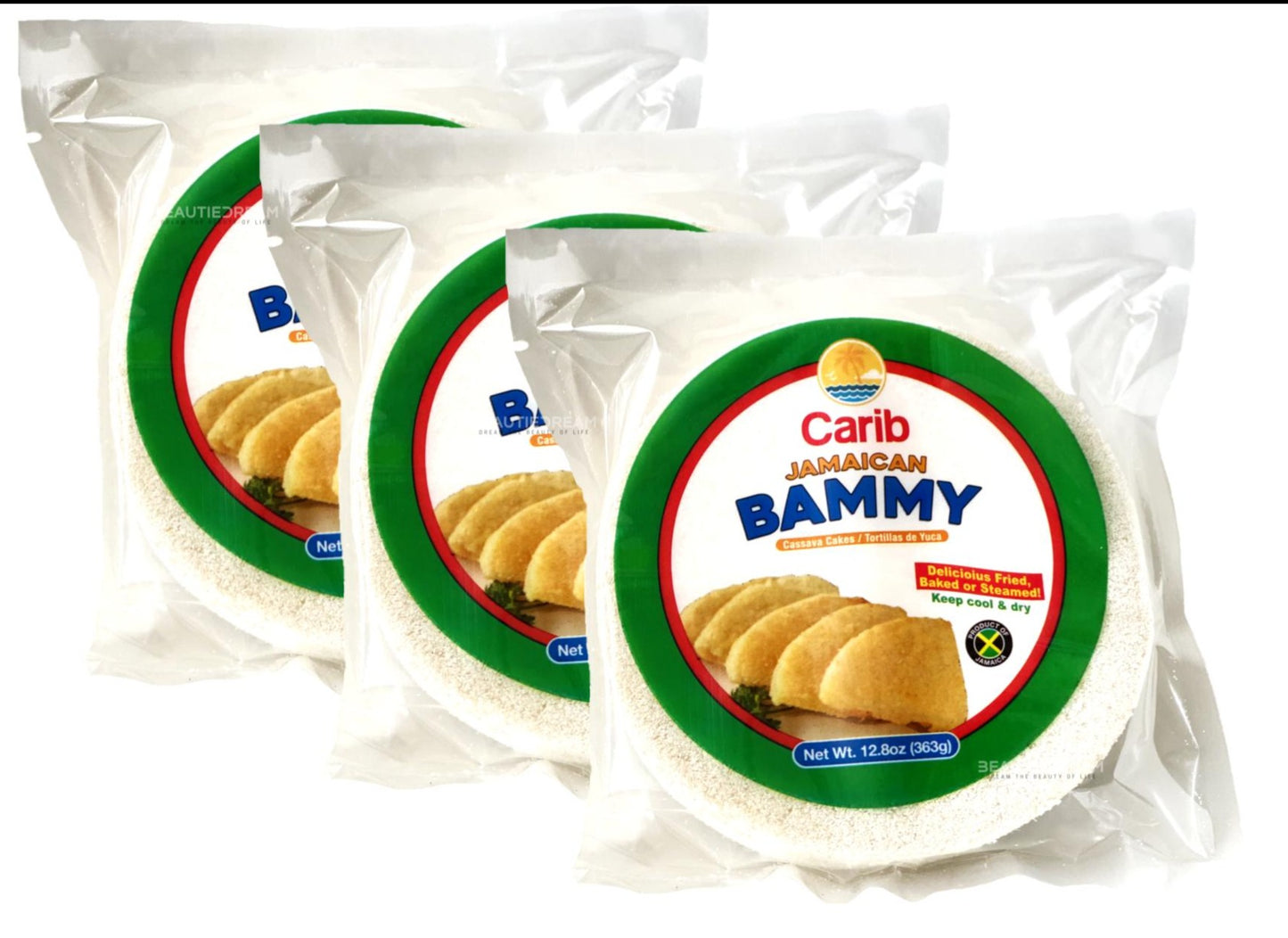 Bammy Jamaican Cassava Cakes by Carib (Tortillas de Yuca) Pack of 3