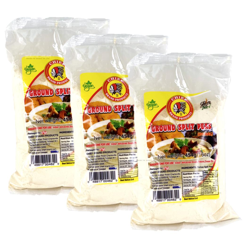 Ground Split Peas (Dhal) by Chief Pack of 3