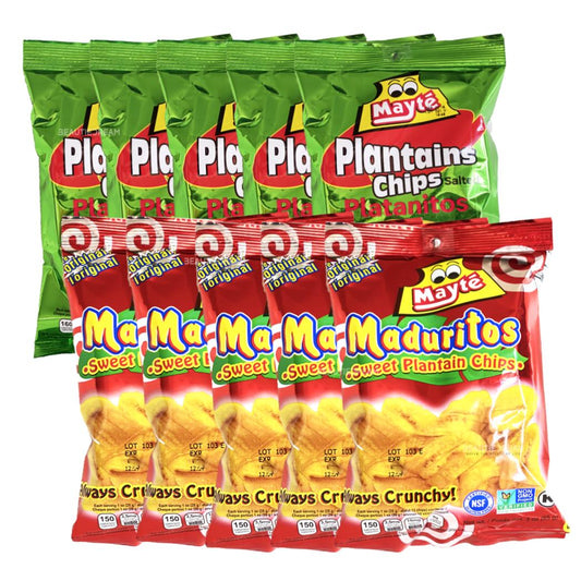 Mayte Plantain Chips Sweet (Maduritos) & Salted (Platanitos) Pack of 10