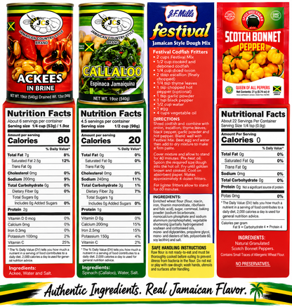 ODatzGood Taste of Jamaica 4-Piece Food Bundle – Ackee, Callaloo, Festival Mix & Scotch Bonnet Pepper