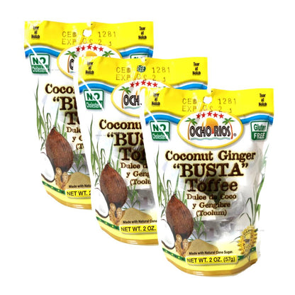 Ocho Rios Busta Candy Coconut Ginger Busta Toffee 2oz Pack of 3