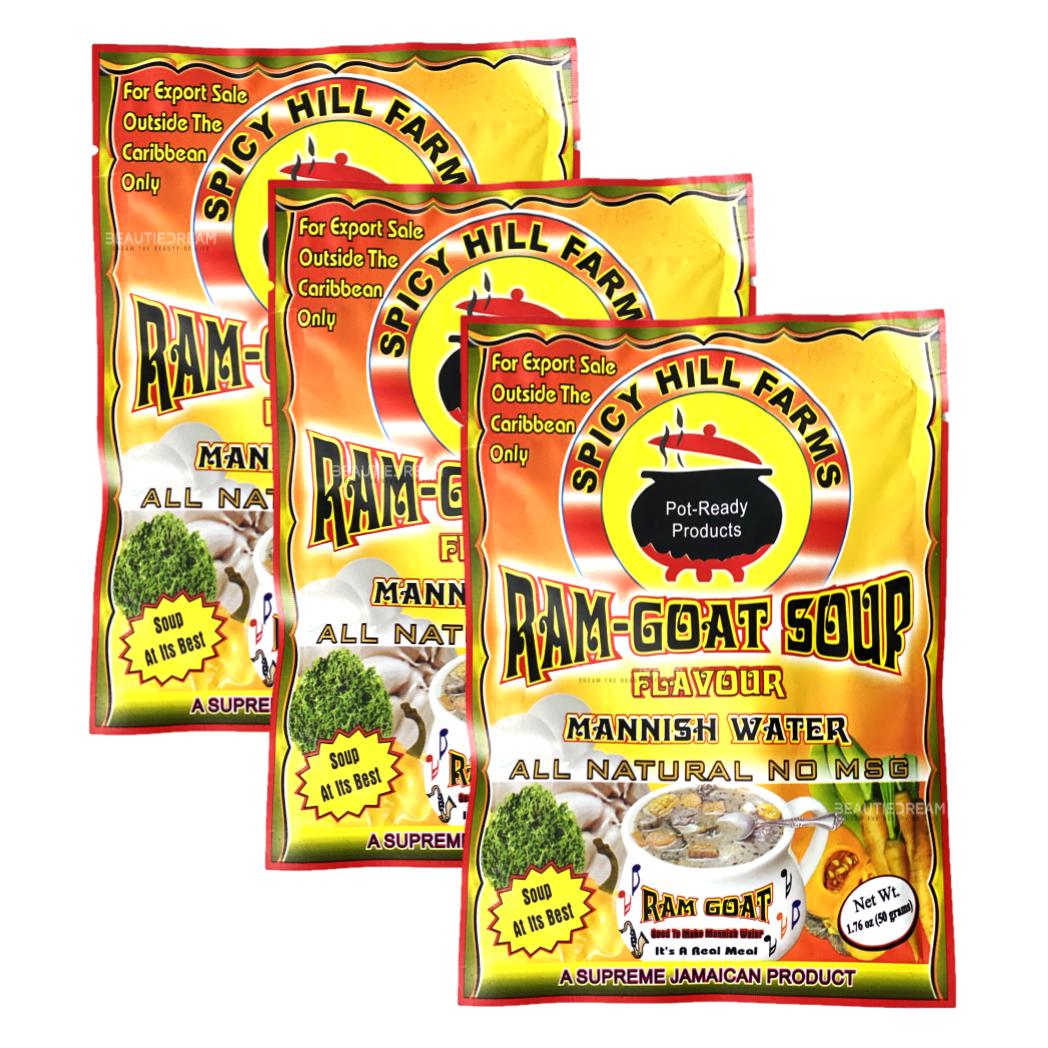 Spicy Hill Farms Ram Goat Soup (Mannish Water) Soup Mix Pack of 3