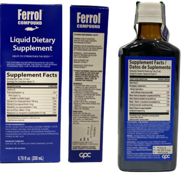 Ferrol Compound Liquid Dietary Supplement | Product of Guyana | 6.76oz  (200ml)