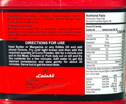 Lalah’s Madras Curry Powder | Product of India | 1 lb (454g)